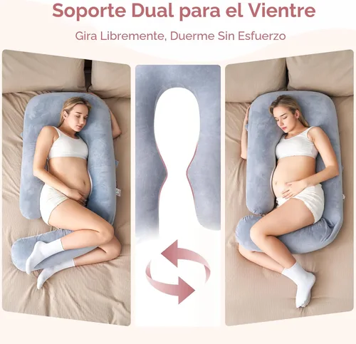 Vista 5 de Momcozy Almohada de embarazo para dormir - Dreamlign U Pro Almohada de maternidad