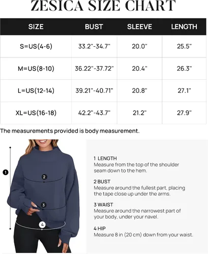 Vista 6 de ZESICA Women's 2024 Oversized Sweatshirts Turtleneck Long Sleeve Chunky Loose Fleece Y2K Pullover Hoodies Tops
