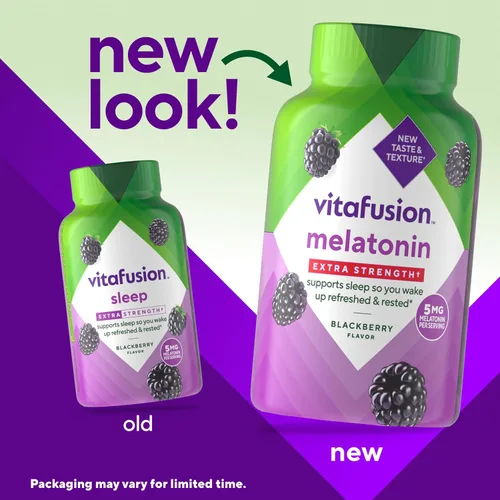 Vista 2 de Vitafusion Vitaminas gomosas de melatonina extra fuertes, 5 mg, 120 unidades de gomitas