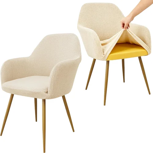 Vista 13 de Yonus - Juego de fundas para sillas Parsons de comedor, fundas de sillón extraíbles para silla de estar, solo funda, sin silla (1, beige)