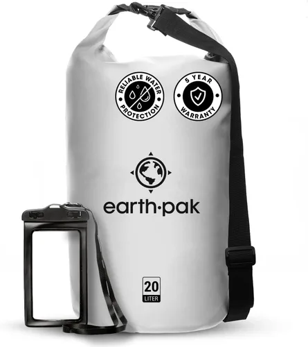 Vista 21 de Earth Pak Bolsa Seca Impermeable - Mochila Impermeable de Cierre Enrollable Superior Mantiene el Equipo Seco para Kayak con Funda Impermeable