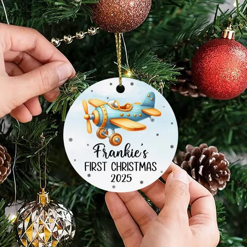 Vista 4 de Adorno de Navidad para bebé de avión, adorno personalizado para bebé niña niño Navidad 2026, regalo para papá recién nacido, mamá recién nacida
