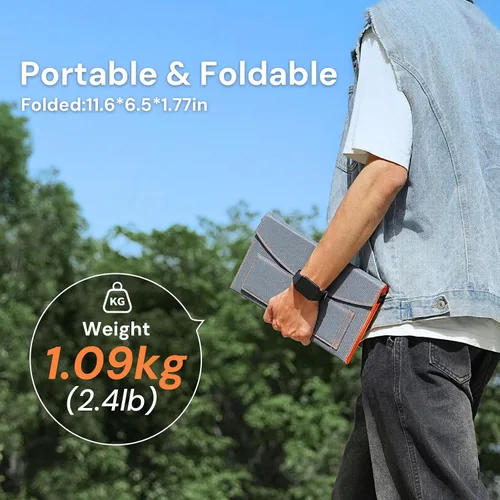Vista 2 de Cargador de panel solar portátil de 30 W con salidas USB y tipo C (5 V/3 A máximo) para teléfonos, bancos de energía, tabletas, carga rápida 2