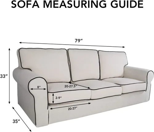 Vista 6 de PureFit - Funda para sofá de butaca (4 piezas, superelástica, para 3 cojines), color gris. Material elastano suave antideslizante, protector