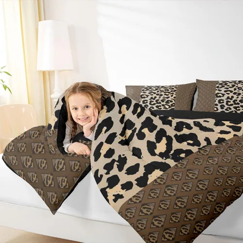 Vista 6 de Erosebridal Juego de edredón con estampado de leopardo, juego de ropa de cama con estampado de guepardo, juego de ropa de cama y colecciones
