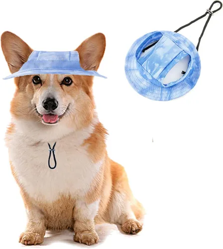 Vista 10 de HDKUW Sombreros de cubo para perro, gorra redonda para perro con orificio para las orejas, ajustable para viajes al aire libre, protección solar