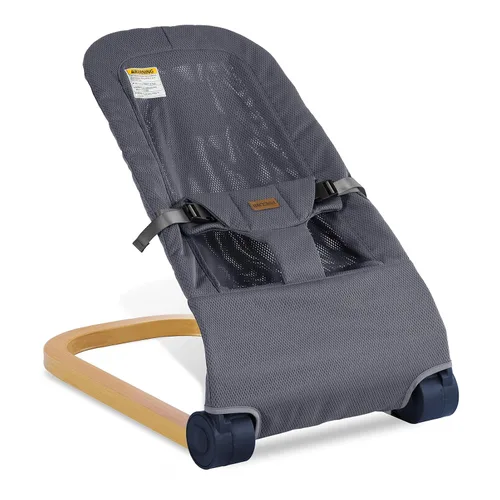 Vista 10 de Mecedora para bebé, Silla de bebé portátil y plegable con 3 ajustes de altura, Mecedora ergonómica para bebés de 0 a 6 meses, estilo de grano
