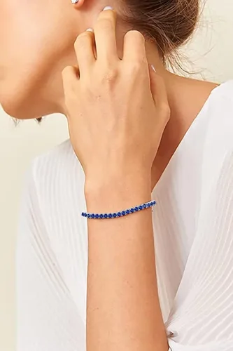 Vista 3 de QUEENMOMENT Pulseras de tenis con piedra natal para mujer, 0.118 in, circonita cúbica, pulseras de tenis clásicas, tamaño 6.5-7.5 pulgadas, joyería