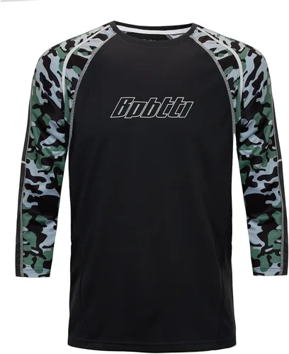 Vista 2 de bpbtti Camiseta de ciclismo de montaña para hombre, manga 34, Downhill MTB, ajuste holgado, camiseta de ciclismo UPF UPF50+, Gris