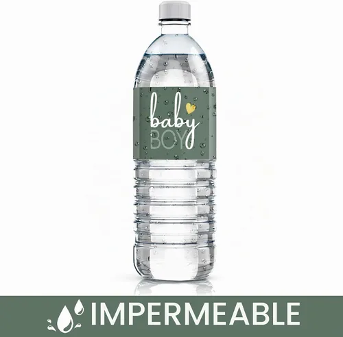 Vista 5 de Etiquetas para botellas de agua Green It's a Boy, 20
