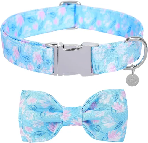 Vista 7 de Collar de perro con lazo, collares de Navidad con lazo desmontable y hebilla de metal, collar ajustable, regalo para perros pequeños, medianos