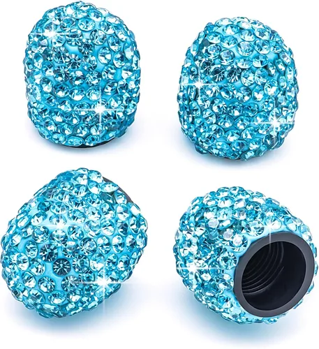 Vista 29 de 4 tapas de válvula de vástago de neumático de diamantes de cristal brillante, a prueba de polvo, tapas universales para válvulas de neumáticos