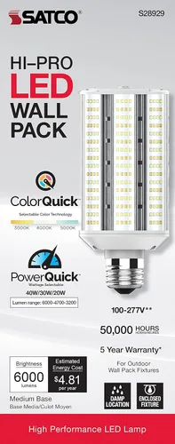 Vista 7 de Satco 40 W/LED/WP/CCT/E26/100-277 V