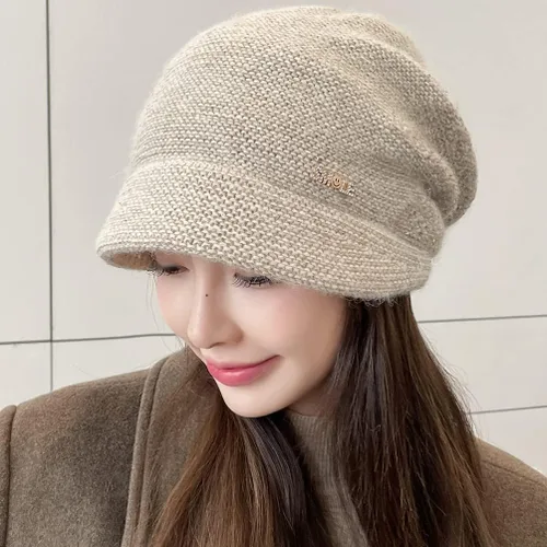 Vista 4 de Gorro de punto holgado con visera Bill Fancy Chemo Cap Winter Baggy Hats Women