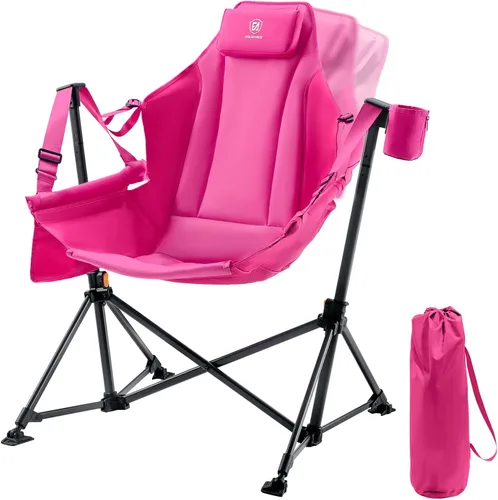 Vista 10 de EVER ADVANCED Hamaca acolchada de gran tamaño, silla columpio compacta y resistente con múltiples bolsillos de almacenamiento, silla mecedora