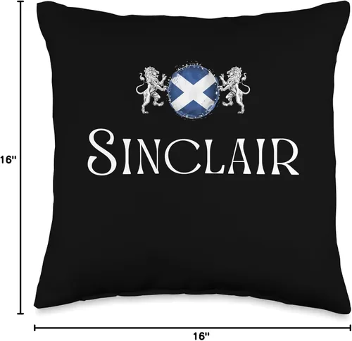 Vista 4 de Scotland Clan Gifts For The Sinclair Family Sinclair Clan Scottish Family Name Scotland Heráldica - Almohada de 16 x 16 pulgadas, multicolor