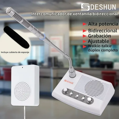 Vista 2 de DESHUN Intercomunicador de ventana DS-989, sistema de altavoces de ventana dúplex completo, altavoz, sistema de intercomunicación para negocios
