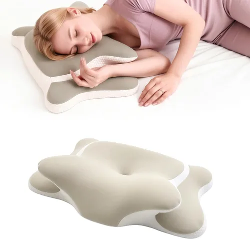 Vista 8 de Almohada cervical para aliviar el dolor de cuello, almohadas ergonómicas de espuma viscoelástica con funda de almohada transpirable para la apnea