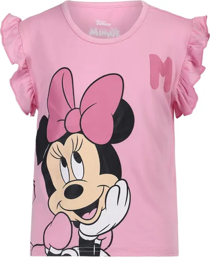 Vista 4 de Disney Minnie Mouse and Friends - Conjunto de sudadera con capucha, camiseta y pantalones para niños pequeños y grandes, color rosagris claro