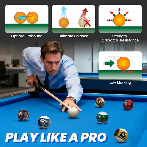 Vista 6 de Billiard Balls Pool Table 16 Ball Complete Set with Cue Ball negro (black swirl)