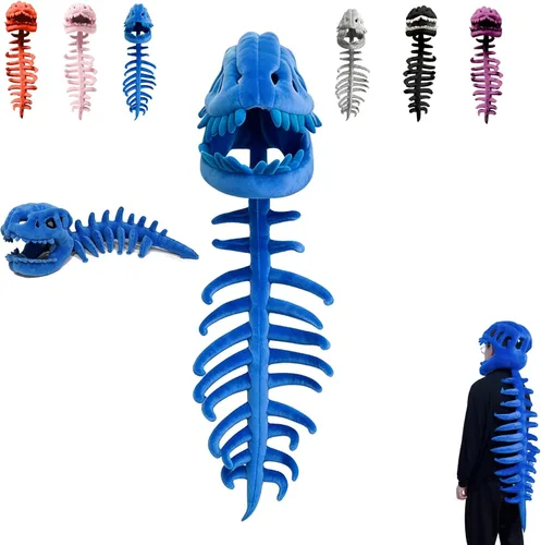 Vista 10 de Disfraz de peluche de esqueleto de dinosaurio para niños o adultos gris