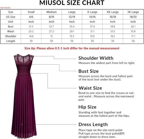 Vista 6 de Miusol - Vestido de mujer casual con cuello en V sin mangas estilo vintage para boda maxi vestido
