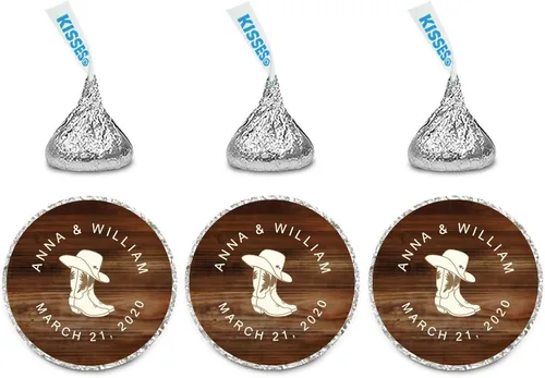 Vista 13 de Andaz Press Etiquetas personalizadas de gota de chocolate para boda, nombres y fecha redondos, turquesa aguamarina, paquete de 240, personalizadas