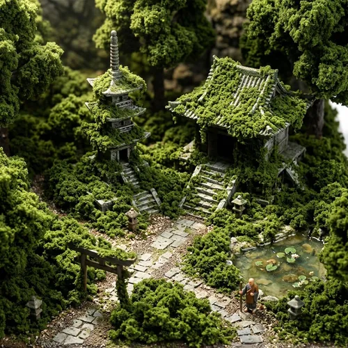Vista 8 de Modelo de polvo de árbol de planta verde copetudo para manualidades