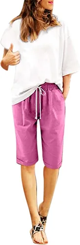 Vista 9 de Pantalones cortos sólidos con control de barriga, casuales, con cordón, cómodos, para mujer, pantalones cortos ligeros de verano para correr 2023
