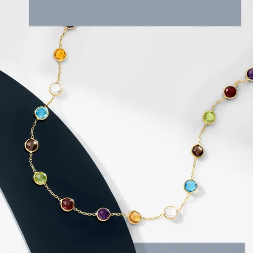 Vista 7 de Ross-Simons 1380 ct tw Bezel-Set Multi-Gemstone Station Necklace in 14kt Yellow Gold