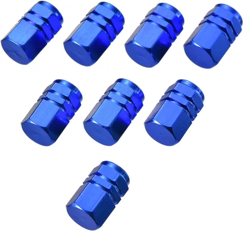 Vista 3 de EBOOT 8 piezas azules tapas para válvula de neumáticos, cubiertas de válvula universales para automóviles, a prueba de polvo, aluminio