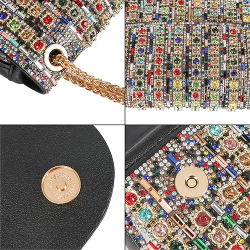 Vista 4 de Bolso de mano de noche con diamantes de imitación brillantes para mujer, bolso de hombro para boda, fiesta, baile de graduación