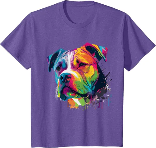 Vista 48 de Colorful American Bulldog American Bully Men Women T-Shirt Asphalt Grey