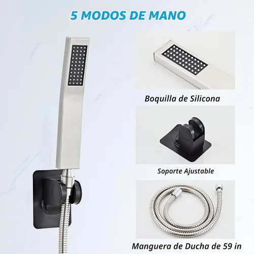 Vista 3 de Combo de cabezal de ducha, cabezal de ducha de lluvia de 8 pulgadas con sistema de cabezales de ducha de lluvia de alta presión, brazo de extensión