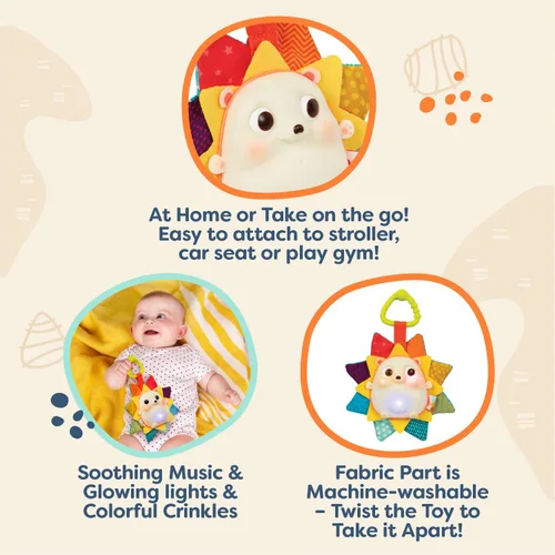 Vista 2 de B. toys - Juguete musical de erizo iluminado para bebés con luces y sonidos, juguete sensorial para recién nacidos, bebés - Música y luces