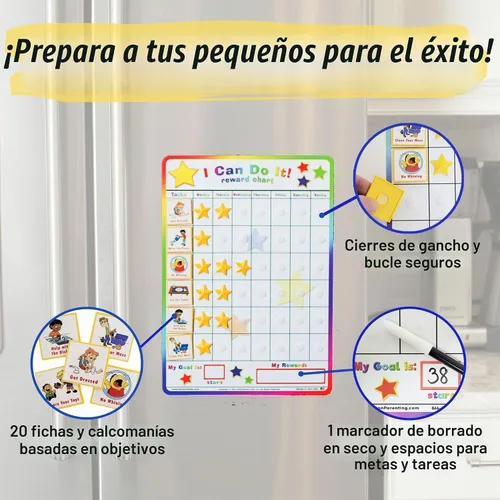 Vista 4 de Kenson Kids "I Can Do It" Cuadro de responsabilidades y recompensas, 11 x 15,5 pulgadas