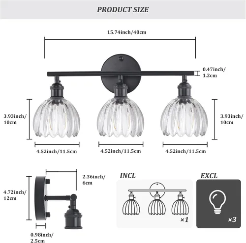 Vista 176 de Shenmoyl Lámparas de baño, lámpara de pared de 2 luces para tocador sobre espejo con pantalla de vidrio tulipán blanco para dormitorio, sala