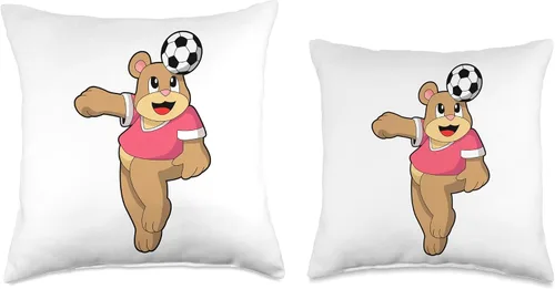 Vista 3 de Bear Soccer Player Soccer Sports Throw Pillow