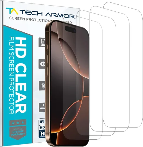 Vista 5 de Tech Armor Protector de pantalla de película transparente HD diseñado para Apple iPhone 12 Pro Max de 6.7 pulgadas, paquete de 4 unidades 2020