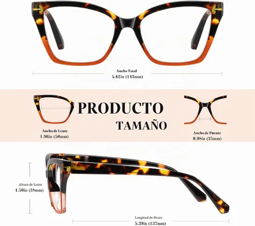 Vista 5 de 3Pack Reading Glasses for Women-Blue Light Blocking Readers Fashion Cat Eye Eyeglasses Spring Hinge