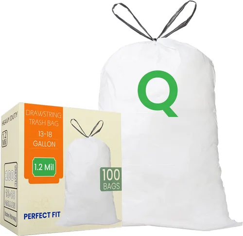 Vista 17 de Code Q - Bolsas de basura resistentes con cordón de 13 a 17 galones, compatibles con Simplehuman Code Q, bolsas de basura de 13-17 galones