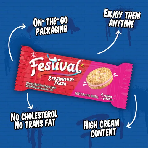Vista 5 de Festival Galletas sándwich de crema de fresa, 14.22 onzas (paquete de 3)