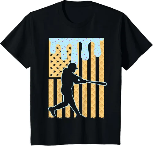 Vista 78 de Camiseta de béisbol Drip Boys Dripping Ice Cream Baseball American Flag, Negro -, Pequeña