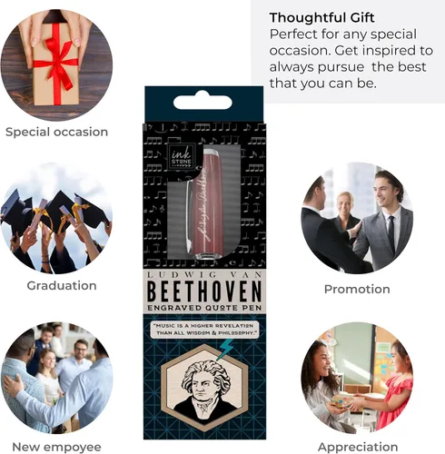 Vista 3 de Inkstone Beethoven - Bolígrafo con cita grabada – La música es una revelación superior que toda la sabiduría y la filosofía – Regalos