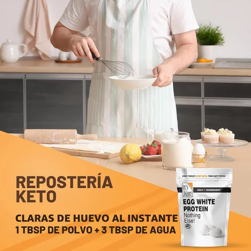 Vista 3 de It's Just! - Polvo de proteína de clara de huevo, proteína de claras de huevo secas, ingrediente para merengue, sin OGM, granjas de EE.UU.