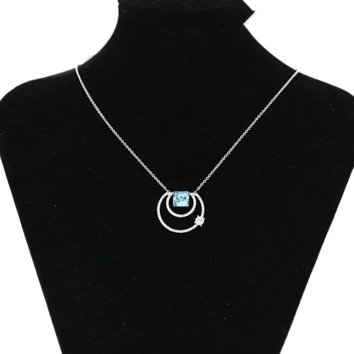 Vista 6 de XUPING Collar de cristal azul con colgante de piedra natal, collar brillante de cristal para mujeres y niñas, regalo de joyería de fiesta
