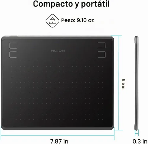 Vista 7 de HUION HS64 - Tableta de dibujo digital con lápiz capacitivo sin batería y guante HUION Artist para Linux, Windows, Mac y Android