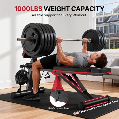 Vista 2 de JOROTO Adjustable Weight Bench, Leg & Back Extension, Preacher Curl Bench