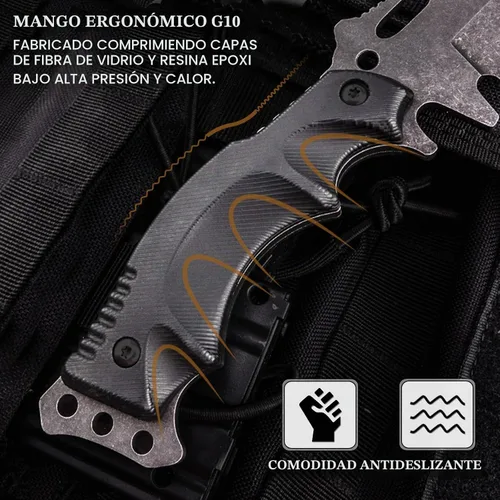 Vista 3 de Cuchillos de hoja fija con vaina cuchillo de espiga completa para supervivencia cuchillo de cinturón de campamento 9.25 pulgadas (funda kydex)