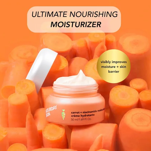 Vista 2 de Saturday Skin Crema hidratante facial con zanahoria, niacinamida, ceramidas y centella asiática, péptido, sin parabenos, sin sulfatos, sin